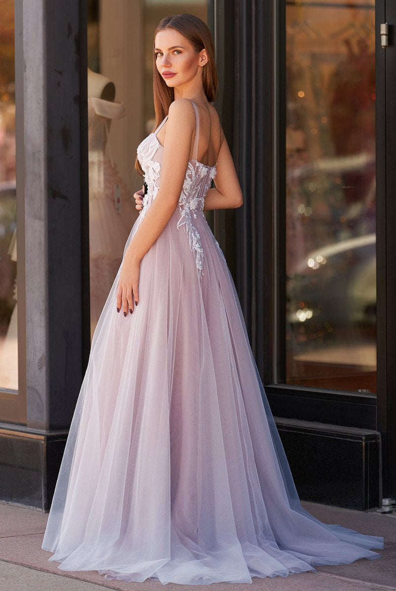 Felicity |Lavender A - line Sweetheart Neckline Tulle Sweep Train Prom Dress - KissProm