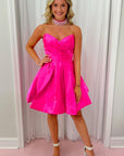 Hot Pink Strapless A-Line Short Homecoming Dress