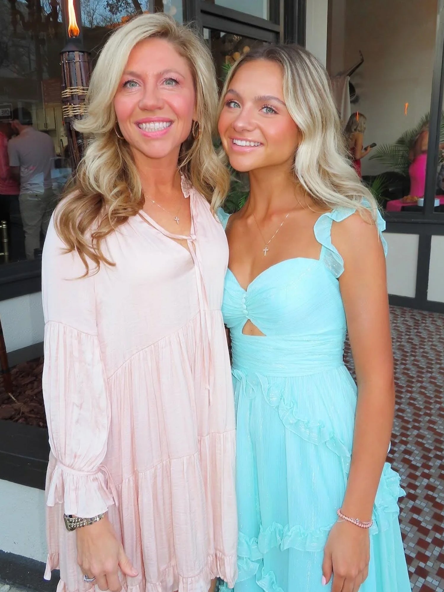 A-Line Straps Sky Blue Chiffon Ruffles Long Prom Dress