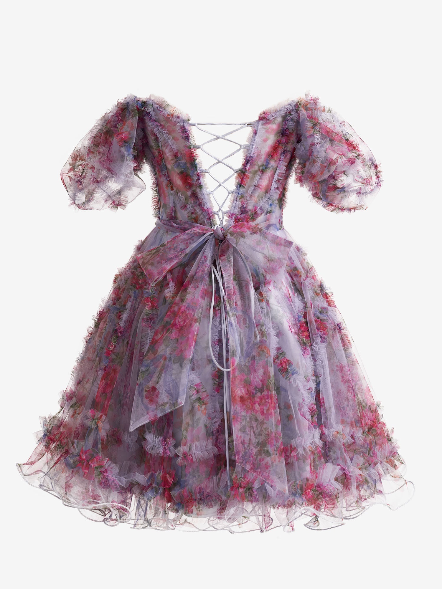 Light Purple A Line Off the Shoulder Floral Printed Homecoming Dress