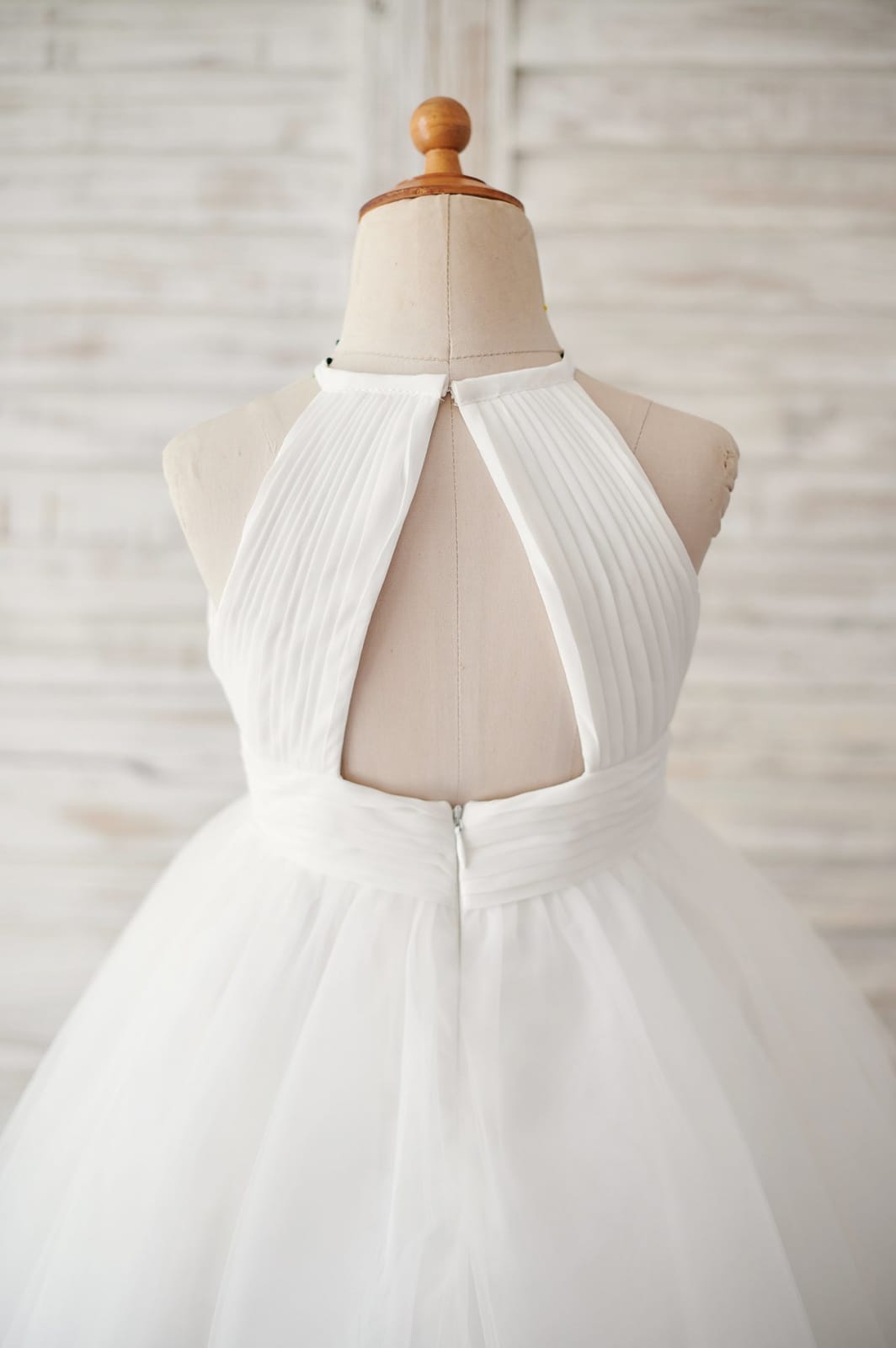 Chiffon Tulle Halter Neck Keyhole Back Flower Girl Dress