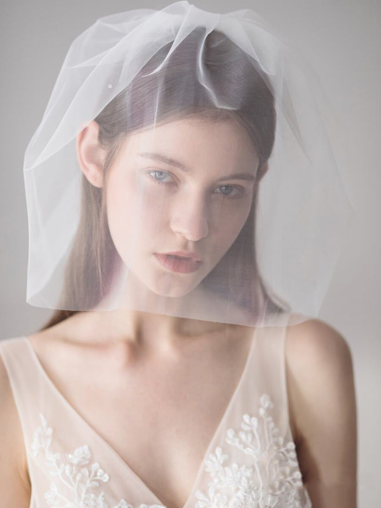 Ivory Tulle Blusher Wedding Veils Simple Bridal Veil