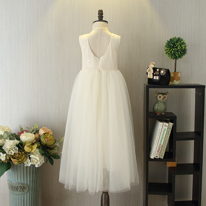 Aria Sequined Tulle Flower Girl Dress