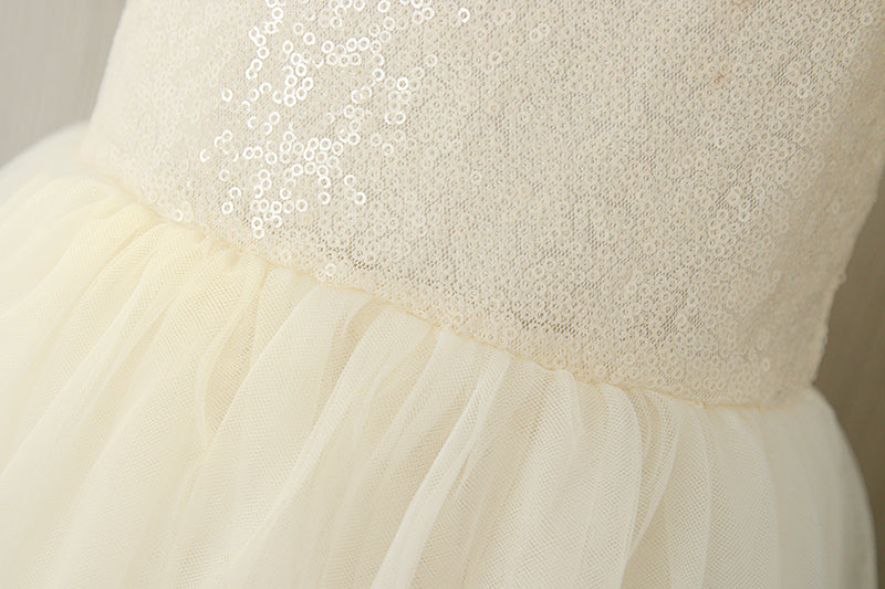 Aria Sequined Tulle Flower Girl Dress