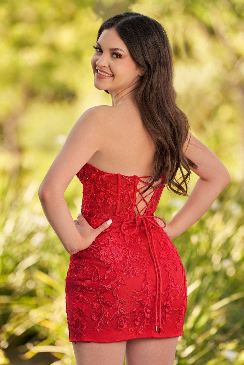 Jasmine | Pink Tight Short Homecoming Dress with Appliques - KissProm