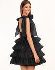 KissDress Trendy A-Line Royal Blue Tiered Homecoming Dress with Bow | Crafted from durable polyester, the V-neckline frames your face beautifully. Shine bright on your special night in this comfortable and luxurious dress.