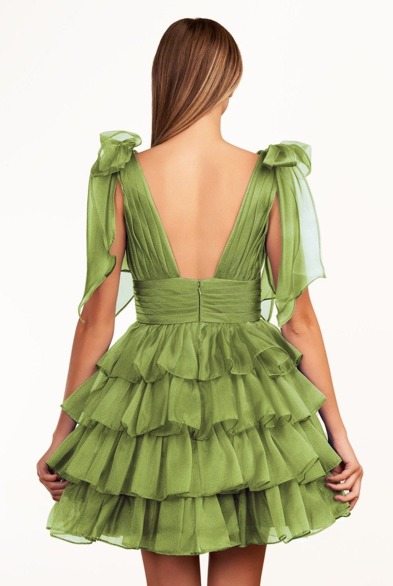 Joleen | Trendy A - Line Royal Blue Tiered Homecoming Dress with Bow - KissProm