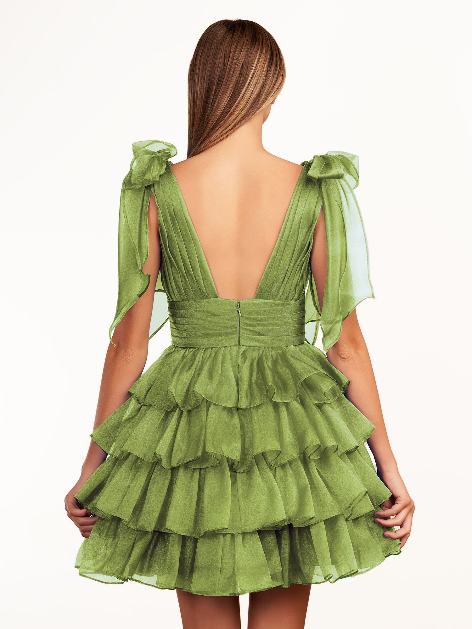 KissDress Trendy A-Line Royal Blue Tiered Homecoming Dress with Bow | Crafted from durable polyester, the V-neckline frames your face beautifully. Shine bright on your special night in this comfortable and luxurious dress.