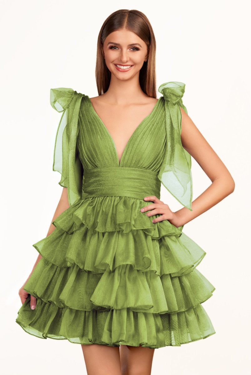 Joleen | Trendy A - Line Royal Blue Tiered Homecoming Dress with Bow - KissProm