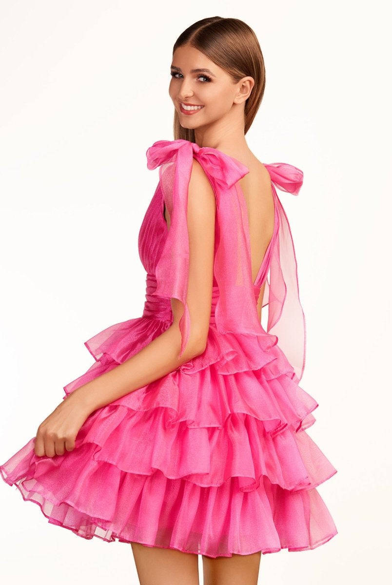 Joleen | Trendy A - Line Royal Blue Tiered Homecoming Dress with Bow - KissProm