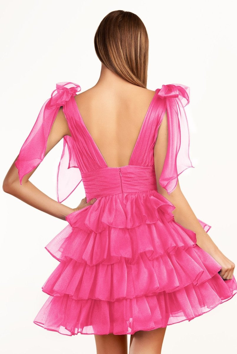 Joleen | Trendy A - Line Royal Blue Tiered Homecoming Dress with Bow - KissProm