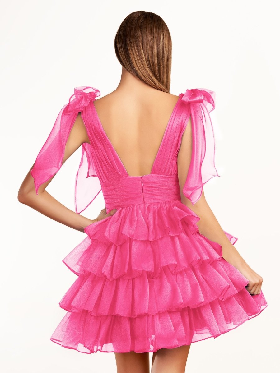 Joleen | Trendy A - Line Royal Blue Tiered Homecoming Dress with Bow - KissProm