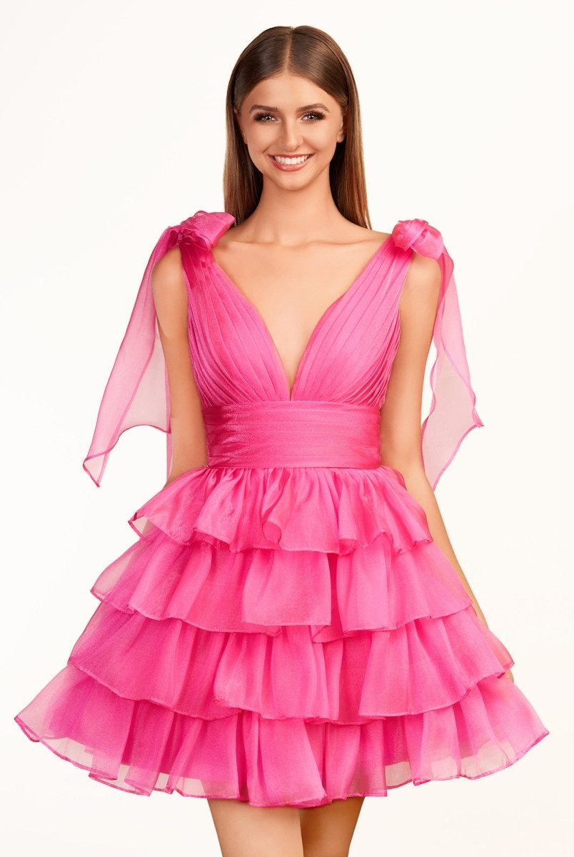 Joleen | Trendy A - Line Royal Blue Tiered Homecoming Dress with Bow - KissProm