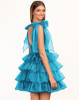 KissDress Trendy A-Line Royal Blue Tiered Homecoming Dress with Bow | Crafted from durable polyester, the V-neckline frames your face beautifully. Shine bright on your special night in this comfortable and luxurious dress.