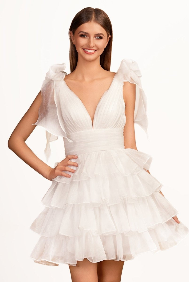 Joleen | Trendy A - Line Royal Blue Tiered Homecoming Dress with Bow - KissProm