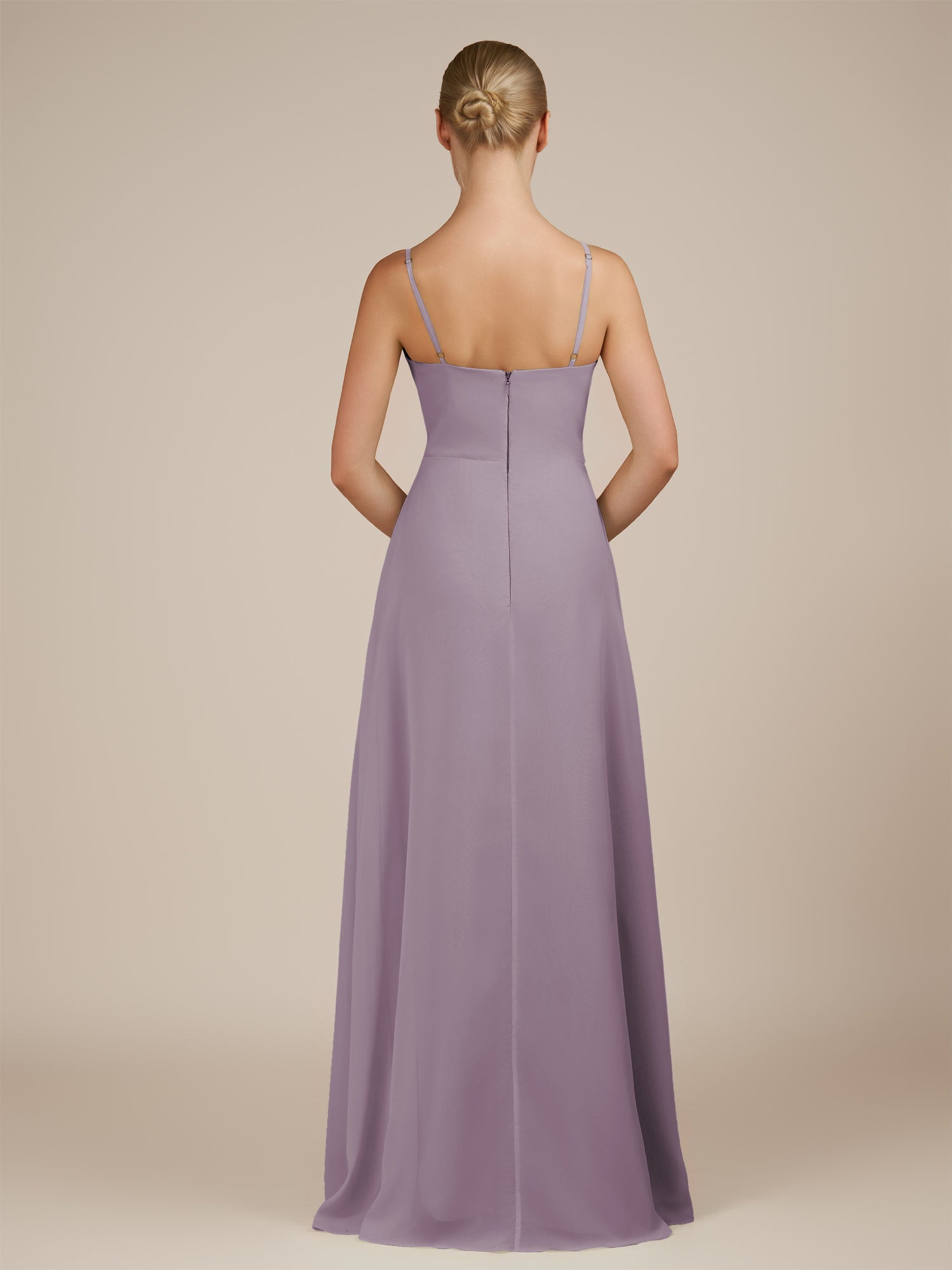 KissDress-Jovienne Dusk Sheath Scoop Neck Chiffon Long Bridesmaid Dress with Slit