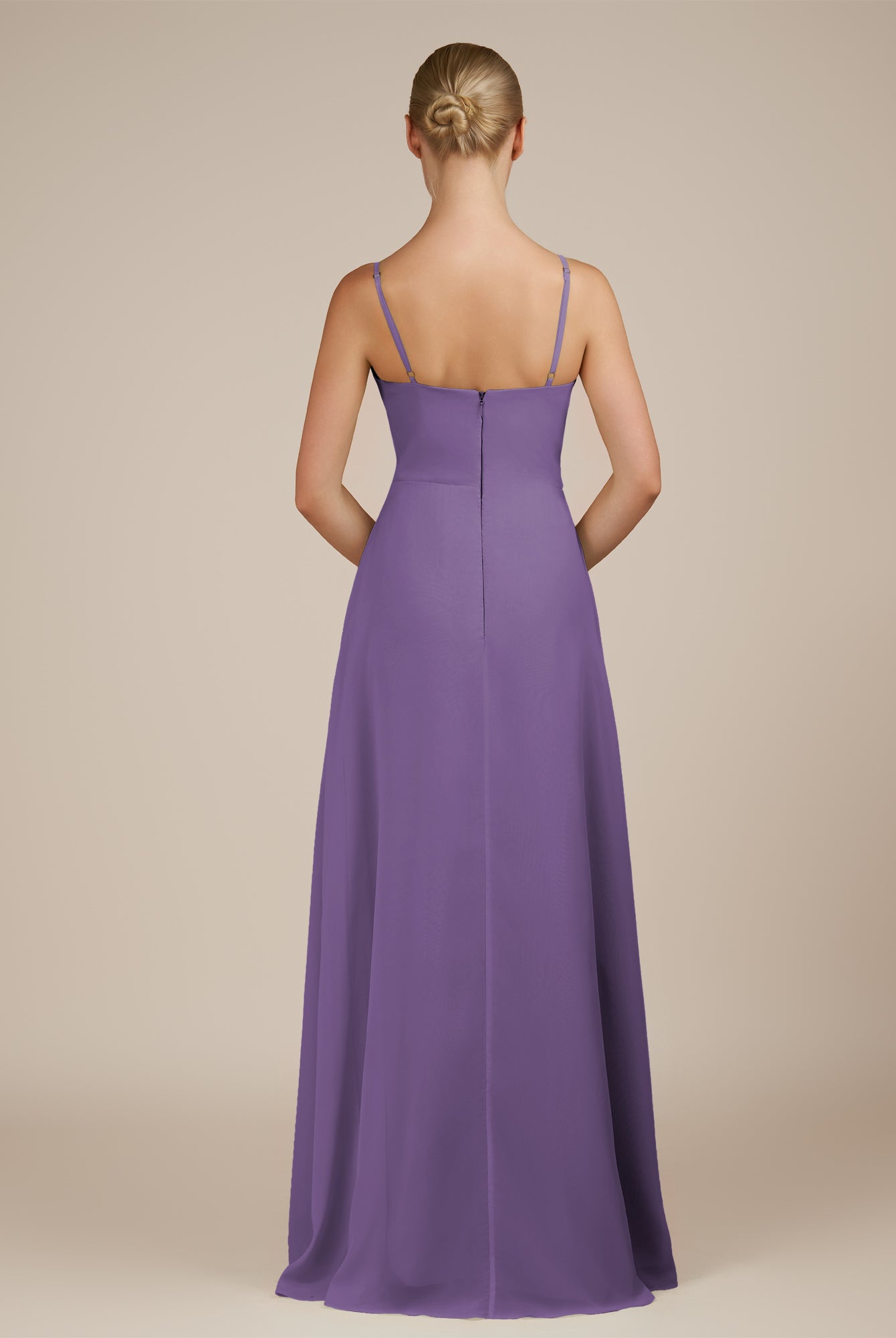 KissDress-Jovienne Tahiti Sheath Scoop Neck Chiffon Long Bridesmaid Dress with Slit