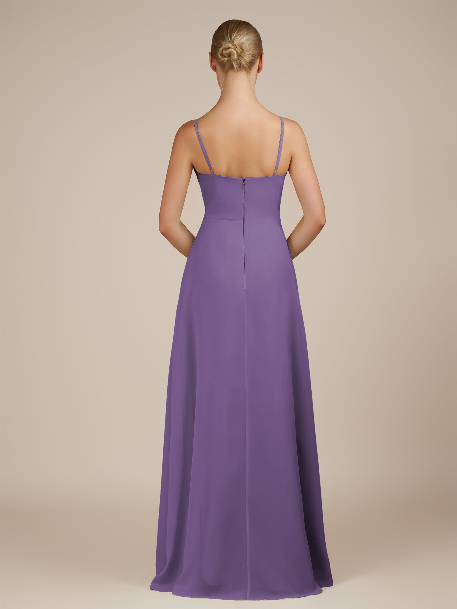KissDress-Jovienne Tahiti Sheath Scoop Neck Chiffon Long Bridesmaid Dress with Slit