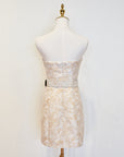 Pink Sheath Strapless Short Homecoming Dress With Belt