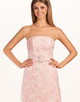 Pink Sheath Strapless Short Homecoming Dress With Belt