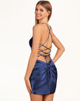 Turquoise Spaghetti Straps Satin Bodycon Homecoming Dress