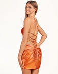 Turquoise Spaghetti Straps Satin Bodycon Homecoming Dress