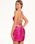 Turquoise Spaghetti Straps Satin Bodycon Homecoming Dress