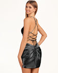 Turquoise Spaghetti Straps Satin Bodycon Homecoming Dress