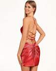 Turquoise Spaghetti Straps Satin Bodycon Homecoming Dress