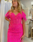 Lavender Sequin-Embroidery Lace-Up Short Cocktail Dress
