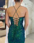 Lavender Sequin-Embroidery Lace-Up Short Cocktail Dress
