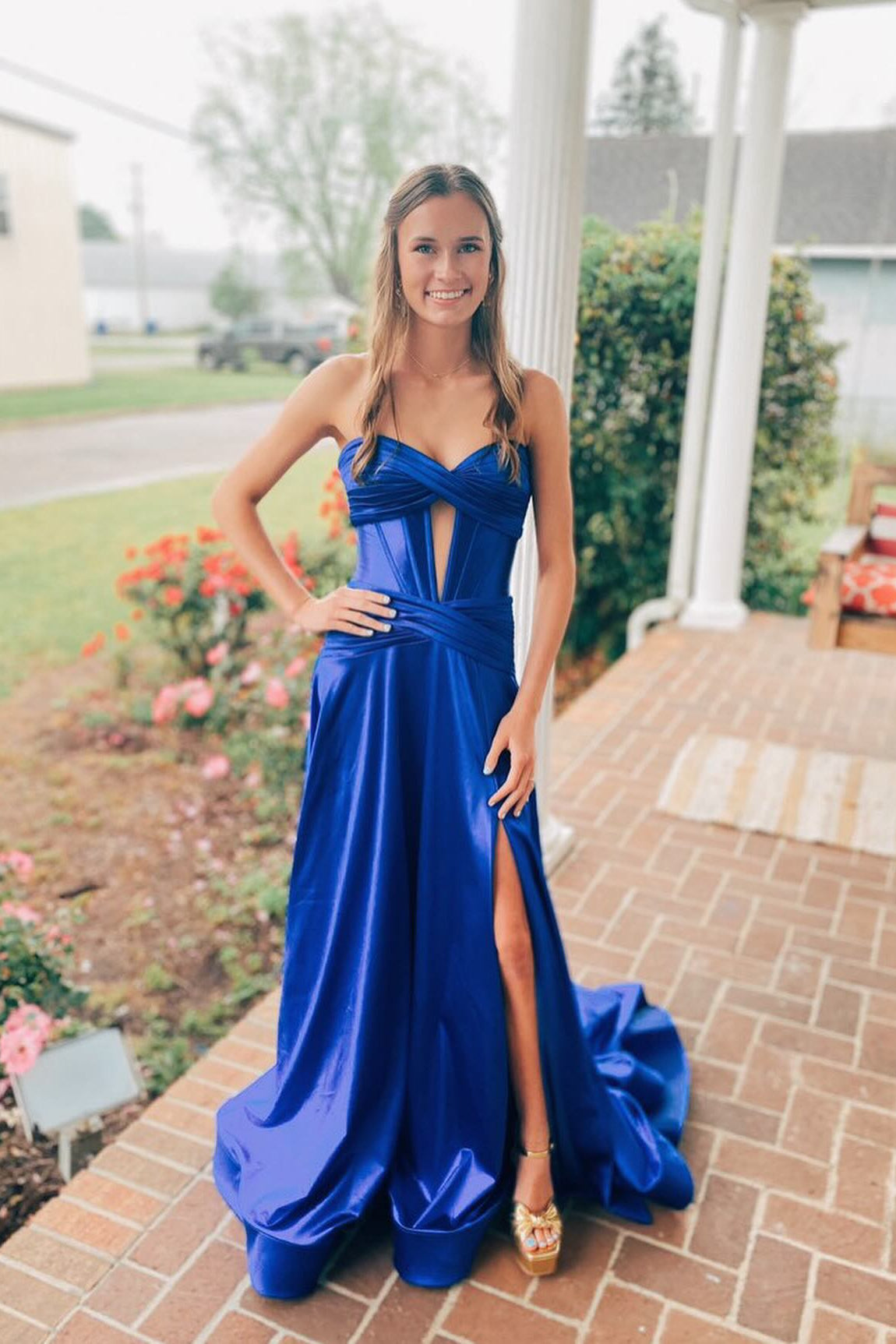 Sweetheart Burgundy Keyhole A Line Long Prom Dress