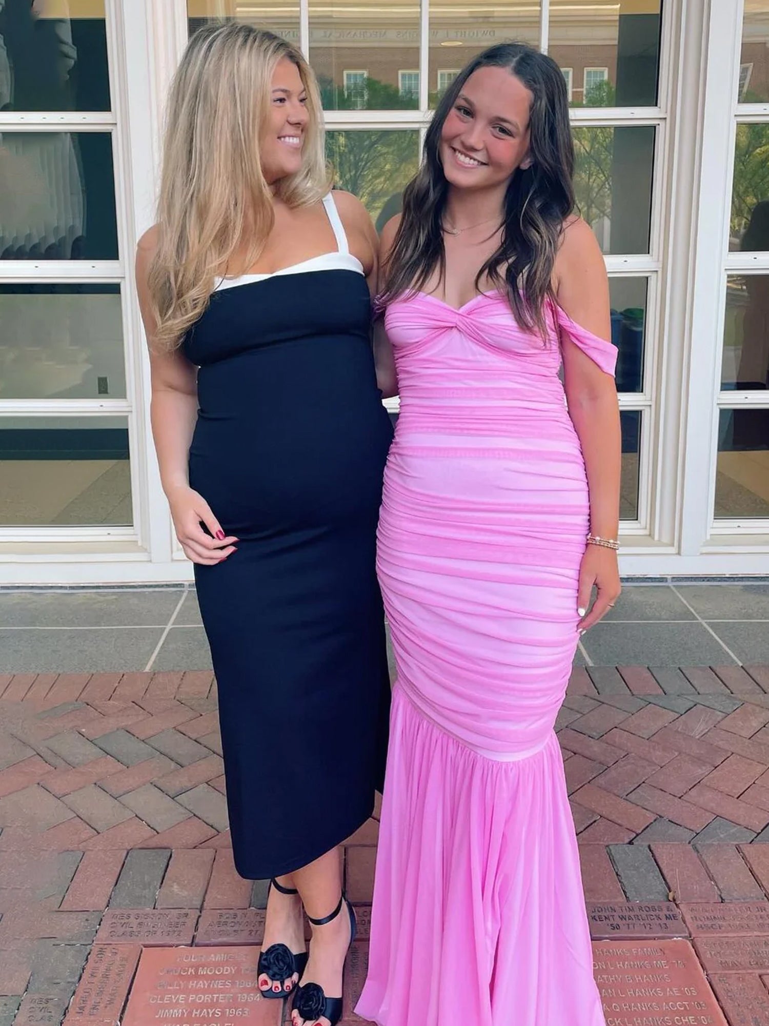 Off Shoulder Pink Ruched Long Prom Dress with Ruffle Hem
