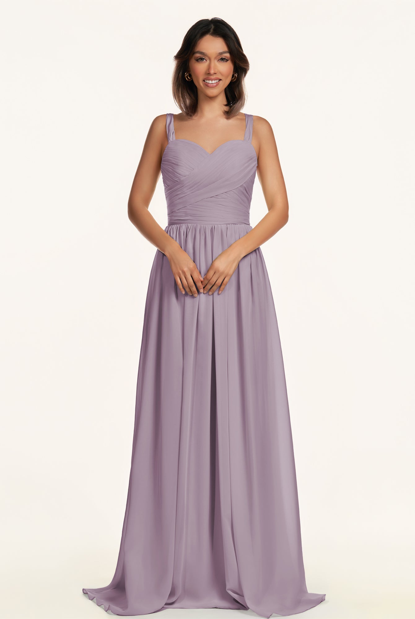 KissDress-Lia Dusk A Line Chiffon Off the Shoulder Long Bridesmaid Dress with Pleats