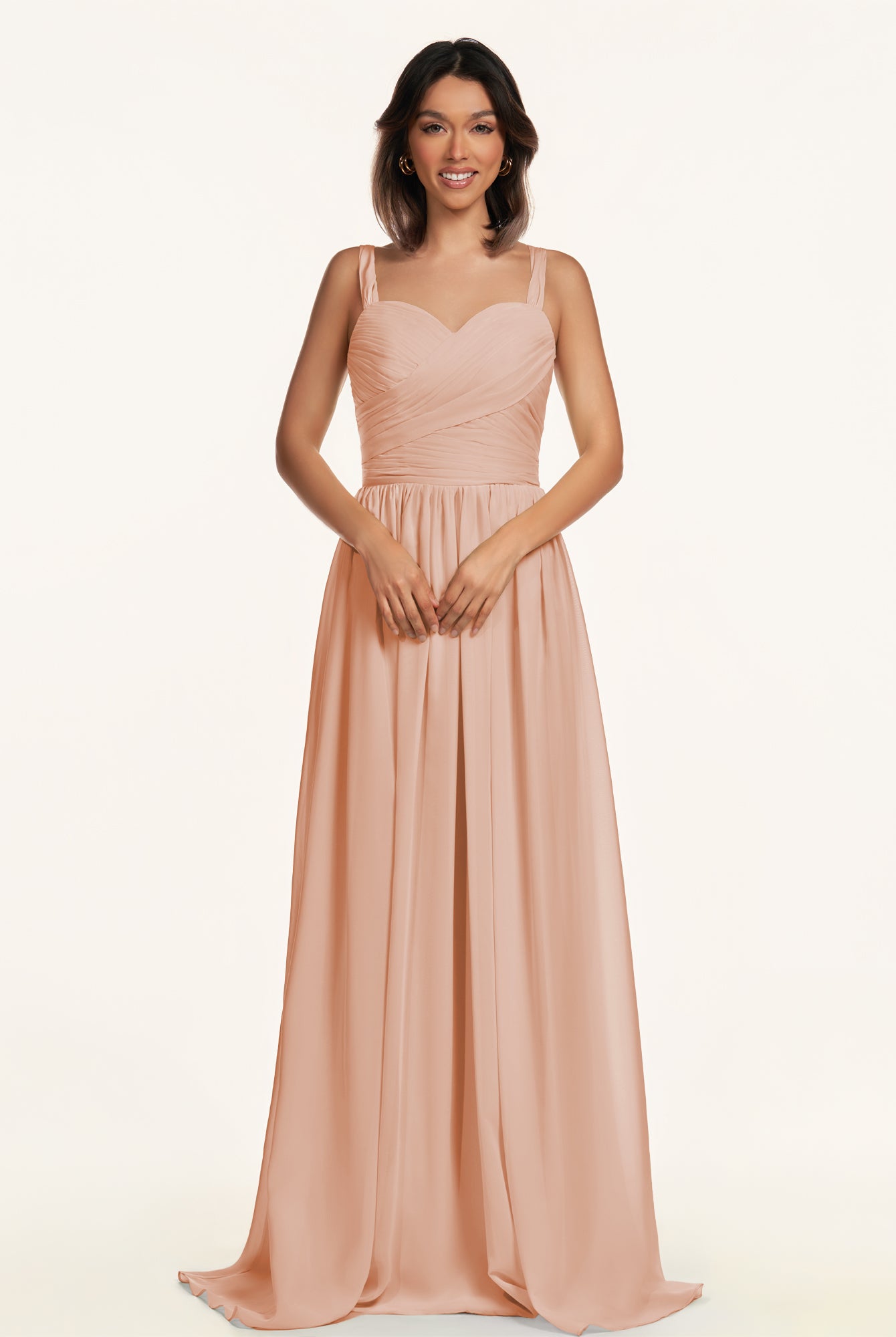 KissDress-Lia English Rose A Line Chiffon Off the Shoulder Long Bridesmaid Dress with Pleats