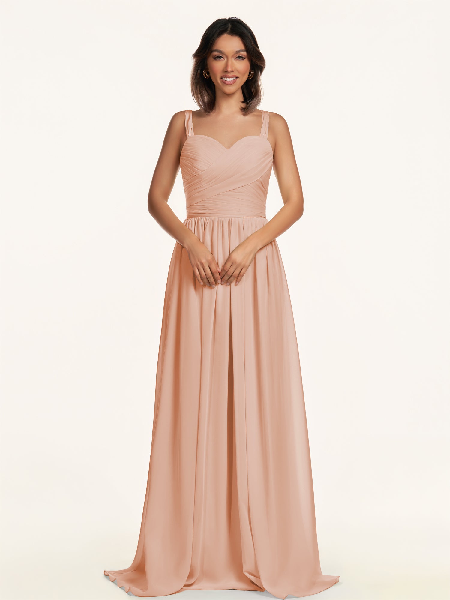 KissDress-Lia English Rose A Line Chiffon Off the Shoulder Long Bridesmaid Dress with Pleats