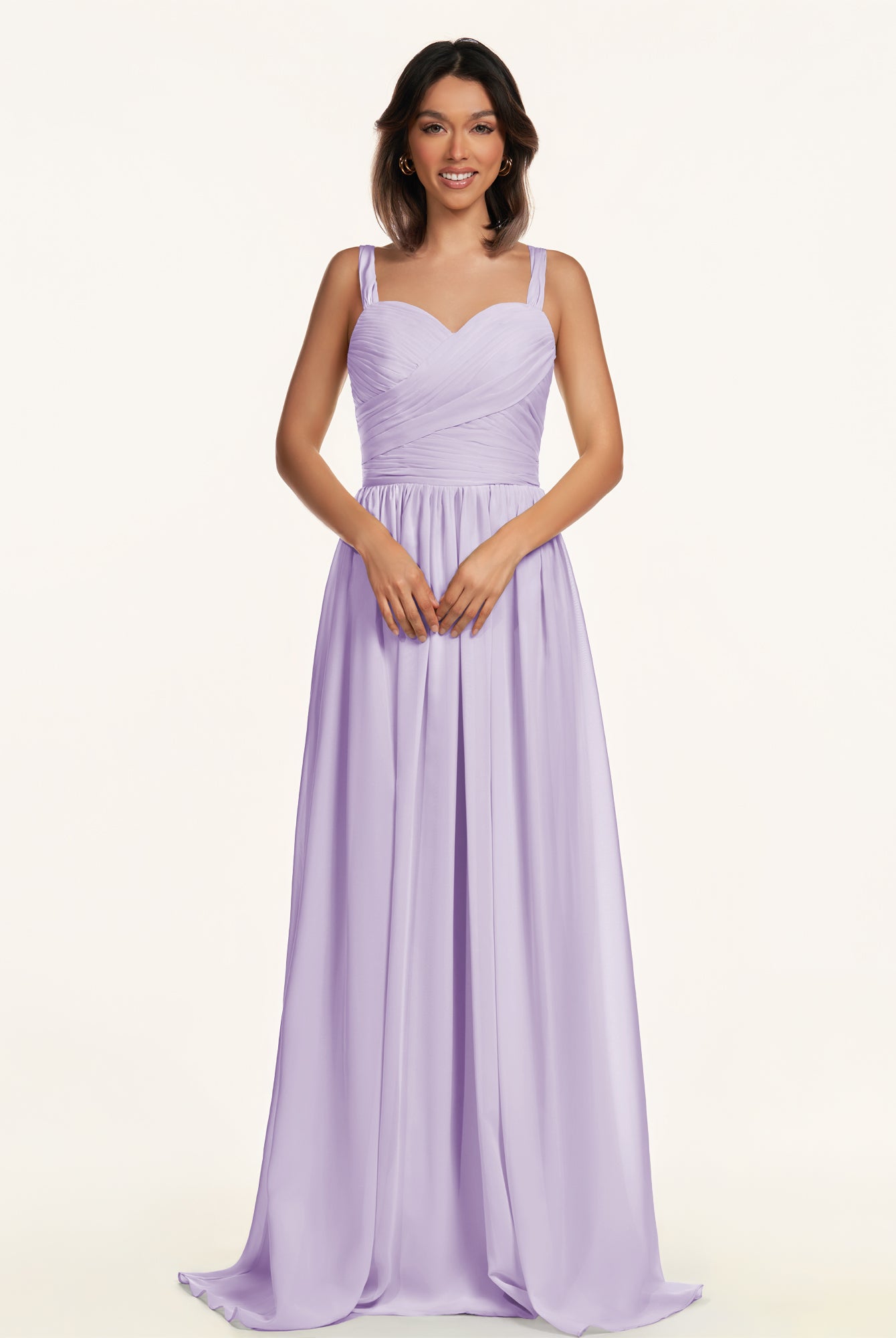 KissDress-Lia Lavender A Line Chiffon Off the Shoulder Long Bridesmaid Dress with Pleats