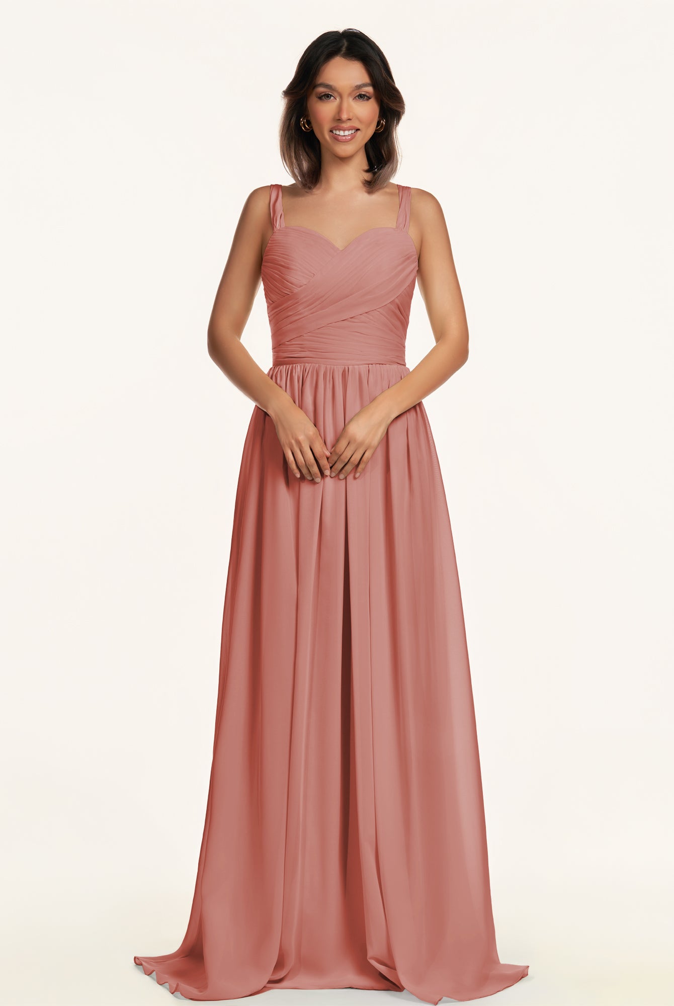 KissDress-Lia Mulberry A Line Chiffon Off the Shoulder Long Bridesmaid Dress with Pleats