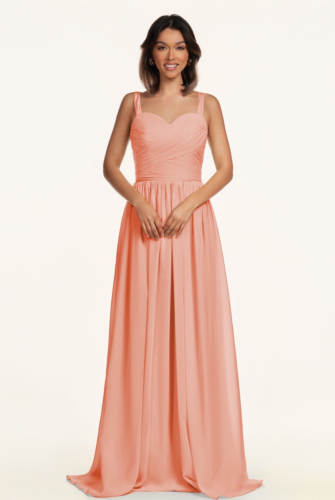 KissDress-Lia Rosette A Line Chiffon Off the Shoulder Long Bridesmaid Dress with Pleats