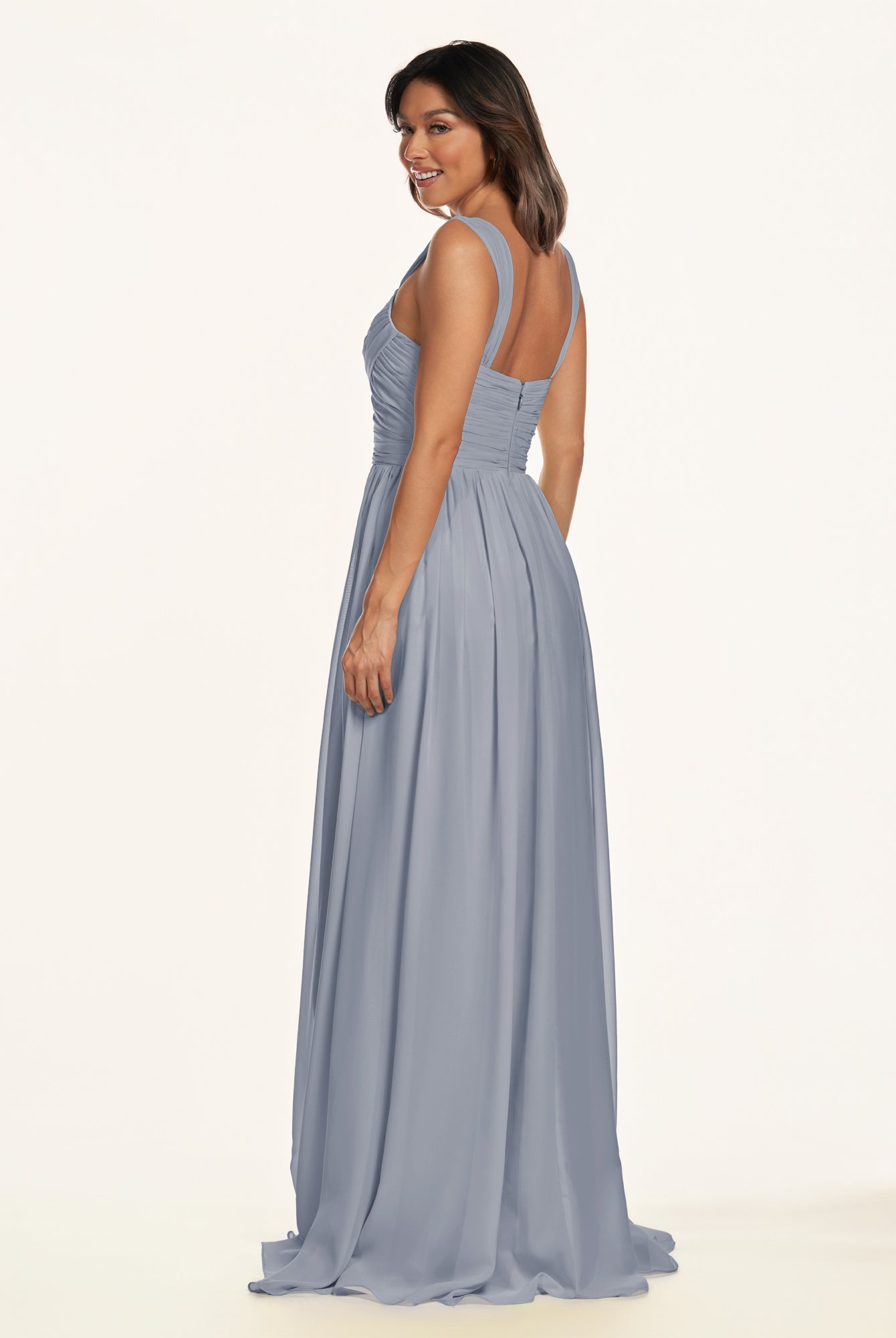 KissDress-Lia Twilight A Line Chiffon Off the Shoulder Long Bridesmaid Dress with Pleats