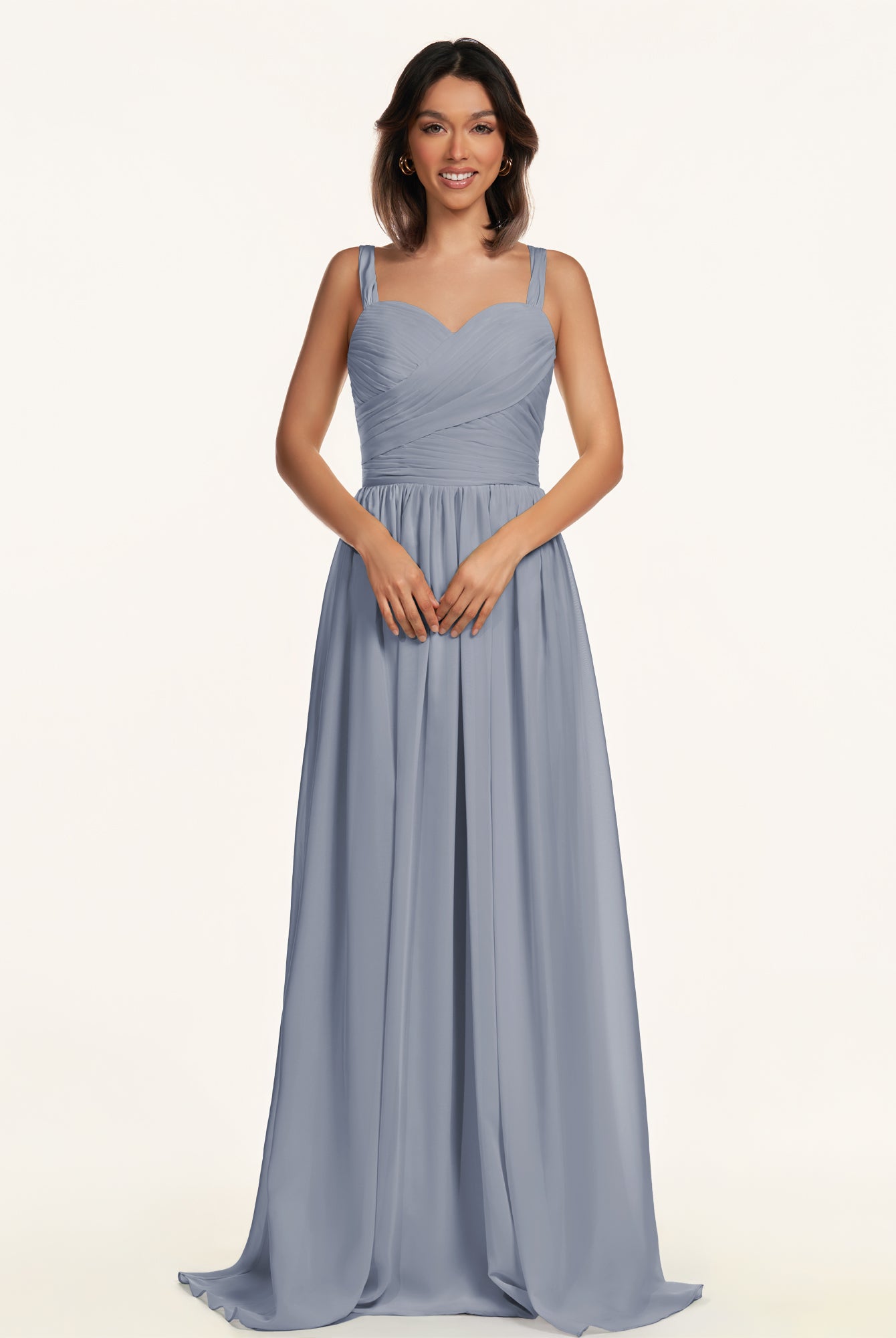 KissDress-Lia Twilight A Line Chiffon Off the Shoulder Long Bridesmaid Dress with Pleats