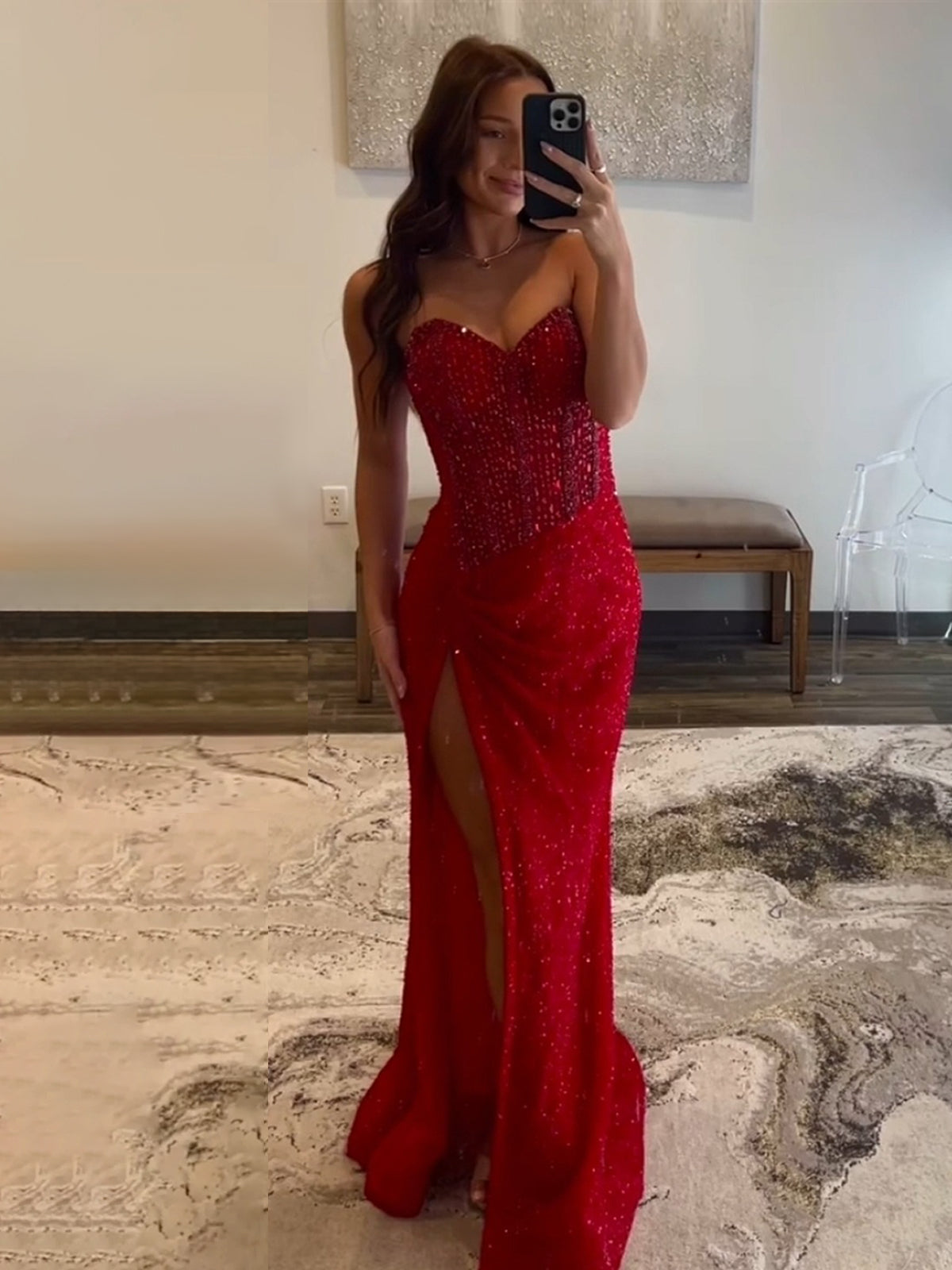 Sweetheart Sequins Mermaid Prom Dress With Beading
