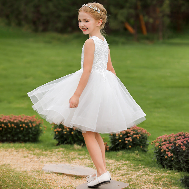 Lily Lace Appliqued Tulle Flower Girl Dress