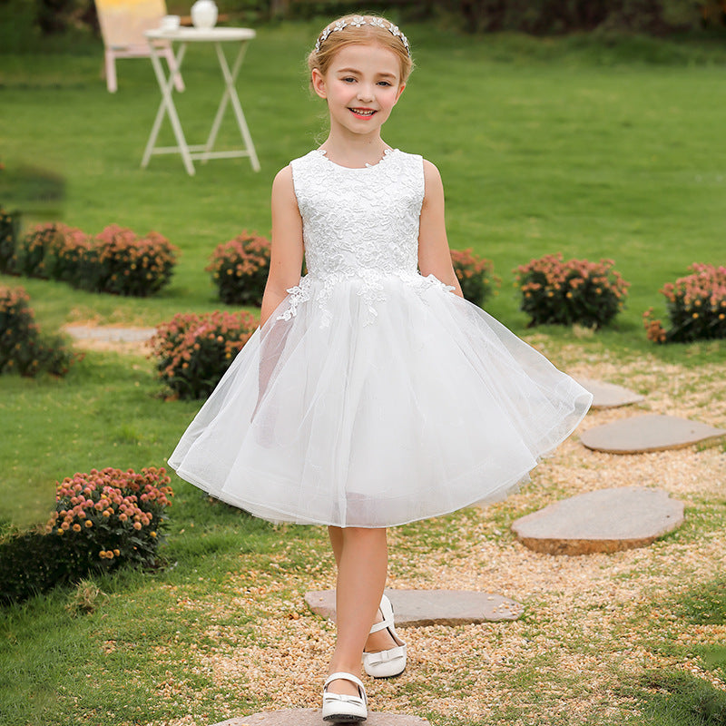 Lily Lace Appliqued Tulle Flower Girl Dress