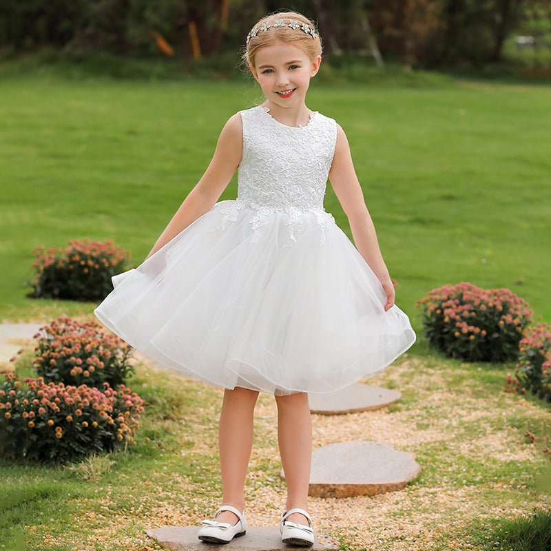 Lily Lace Appliqued Tulle Flower Girl Dress