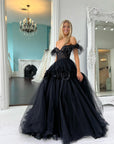 Princess A-Line Off the Shoulder Lace Tulle Prom Dress