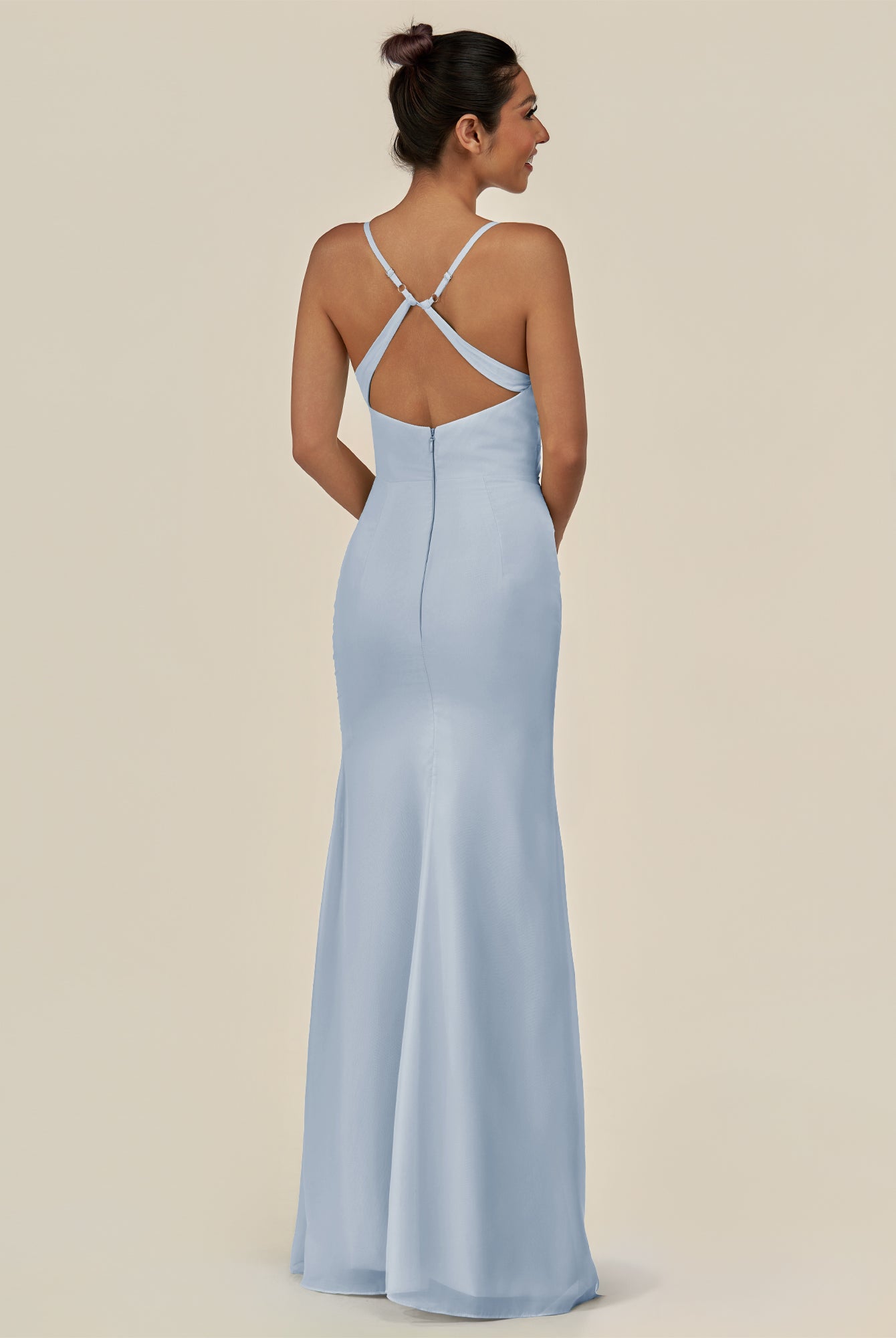 KissDress-Myka Ice Sheath Chiffon Spaghetti Straps Long Bridesmaid Dress with Sequins