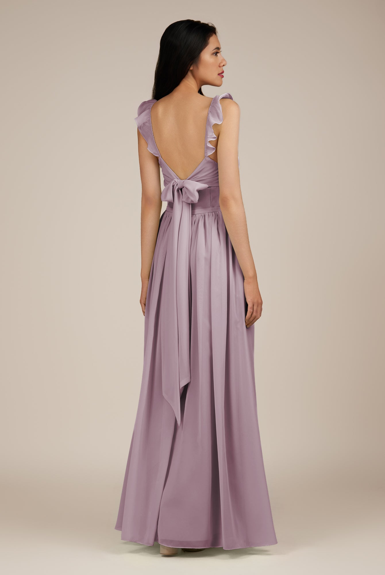 KissDress-Onyx Dusk A Line Sweetheart Chiffon Ruffled Long Bridesmaid Dress with Slit