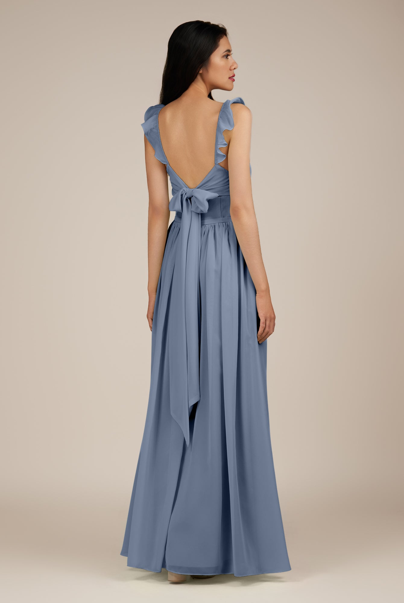 KissDress-Onyx Neptune A Line Sweetheart Chiffon Ruffled Long Bridesmaid Dress with Slit