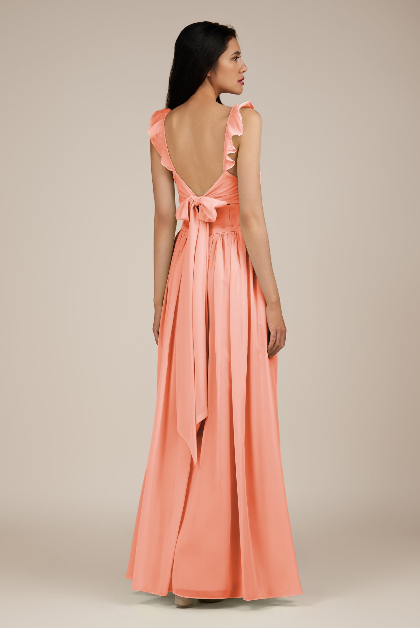 KissDress-Onyx Rosette A Line Sweetheart Chiffon Ruffled Long Bridesmaid Dress with Slit